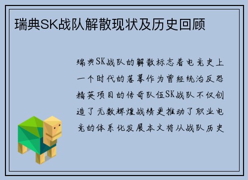 瑞典SK战队解散现状及历史回顾
